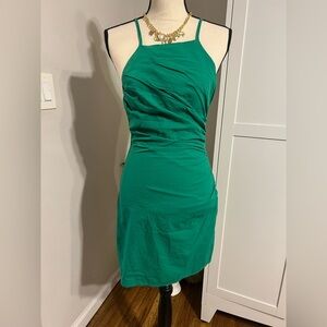 Lulu's Green Ruched Halter Sheath Dress